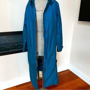 L.L.Bean | Full Length Trench Raincoat Hooded Lightweight Lined Teal Size Medium